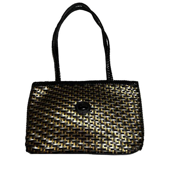 Duck Woven Gold and Brown Woven Ladies Shoulder Handbag Purse - Picture 1 of 4